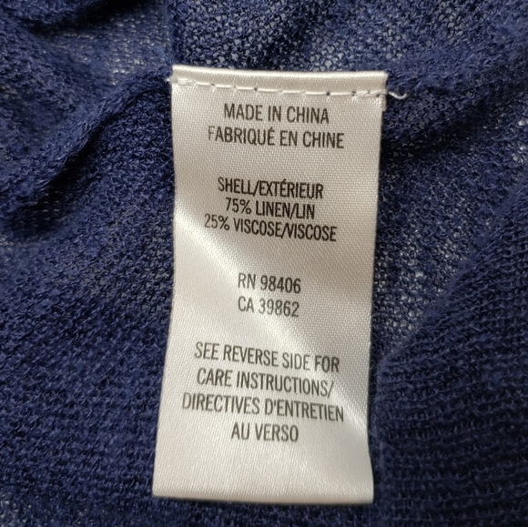 Theory Linen Viscose Lightweight Cardigan Navy Blue Button Up Women's Sz… - Picture 7 of 13